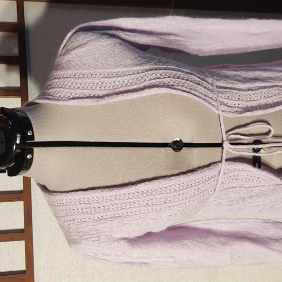 Simply Flawless Mohair Blend Pointelle Knit Open Front Lavender Cardigan Sz S - Picture 2 of 9
